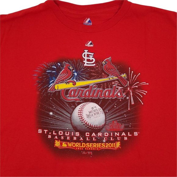 Majestic St Louis Cardinals T Shirt Size 2XL World Series 2011 Fall Classic Red - Picture 5 of 7